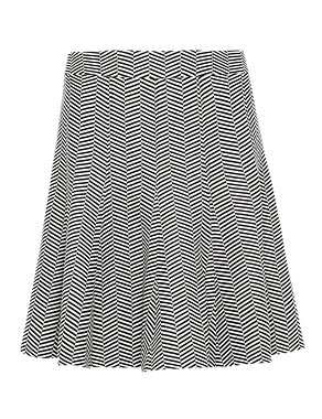 Knee Length A-Line Herringbone Skater Skirt | M&S Collection | M&S