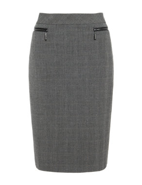 Knee Length Checked Pencil Skirt Image 2 of 6