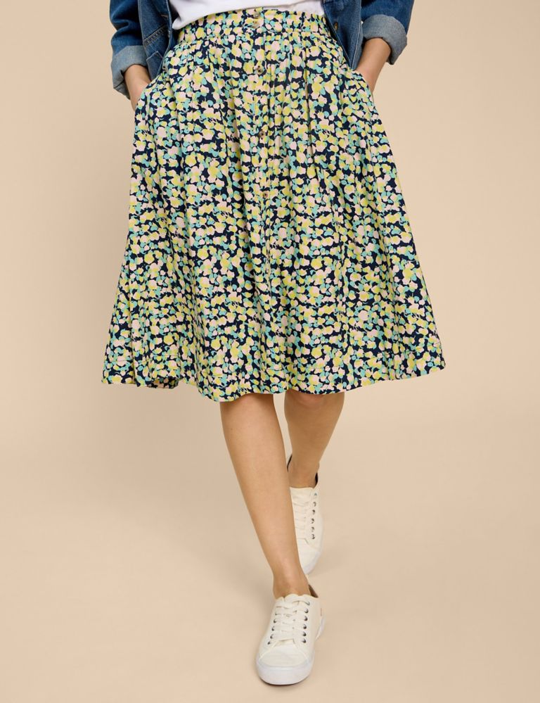 Knee Length Floral A-Line Skirt 3 of 6