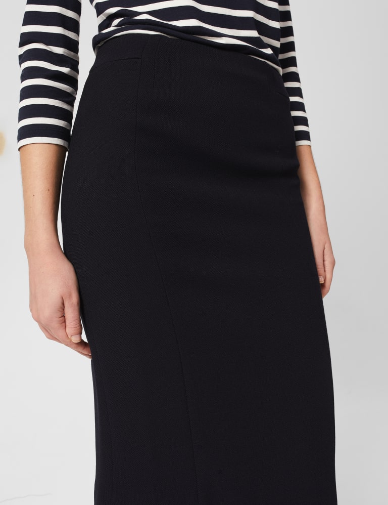 Leather Look Split Front Midi Pencil Skirt