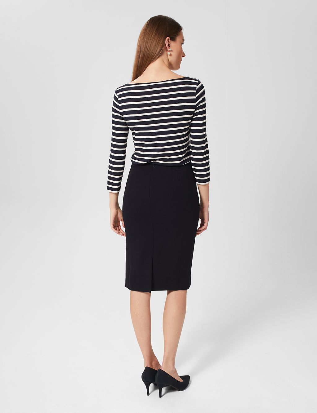 Pure Cotton Belted Midi Pencil Skirt
