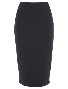 Knee Length Textured Ponte Pencil Skirt Image 2 of 6