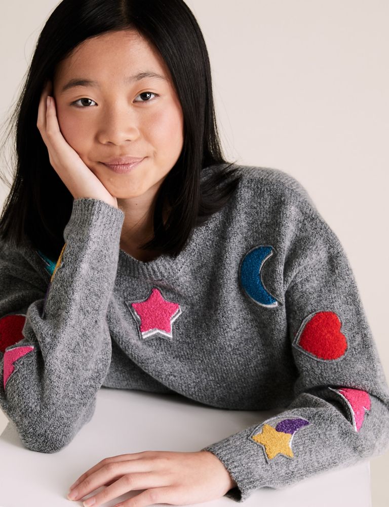 Knitted Appliqué Badge Jumper (6-16 Yrs) 1 of 4