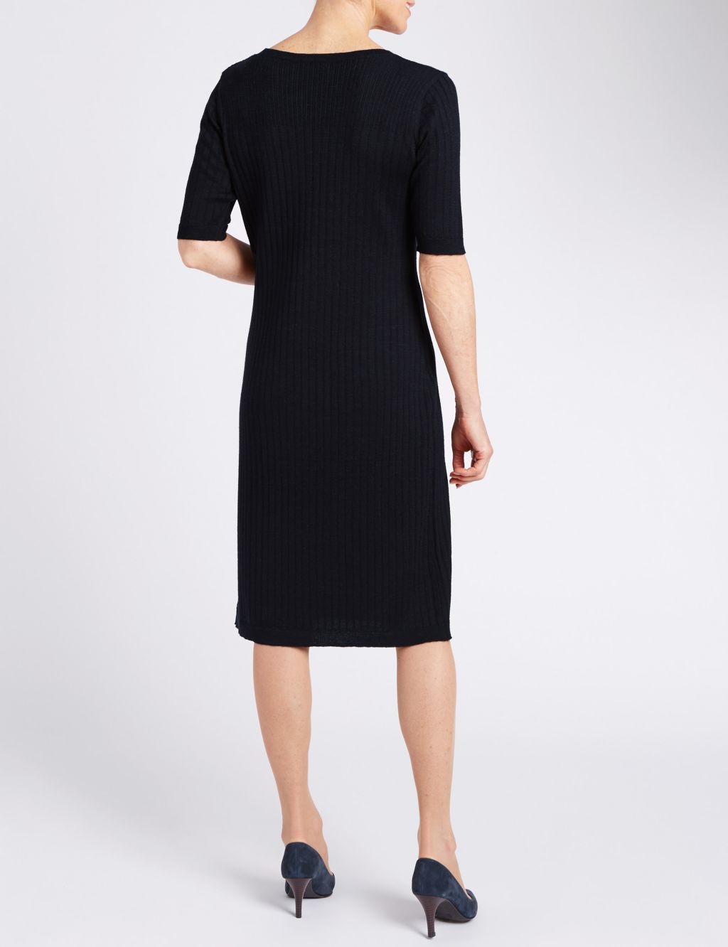 Knitted Bodycon Dress with Linen 2 of 3