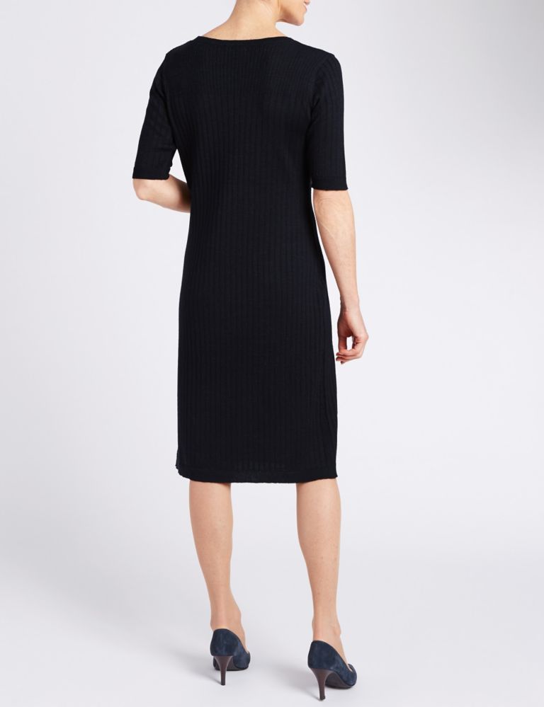 Knitted Bodycon Dress with Linen 3 of 3