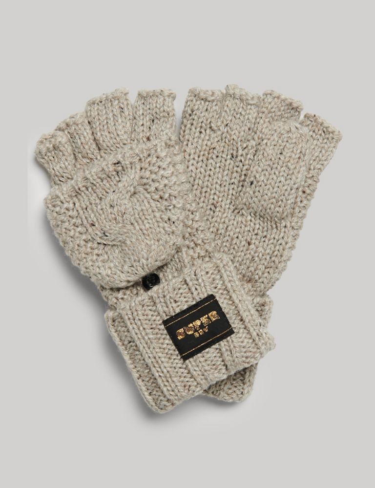 Knitted Cable Gloves with Wool 2 of 3