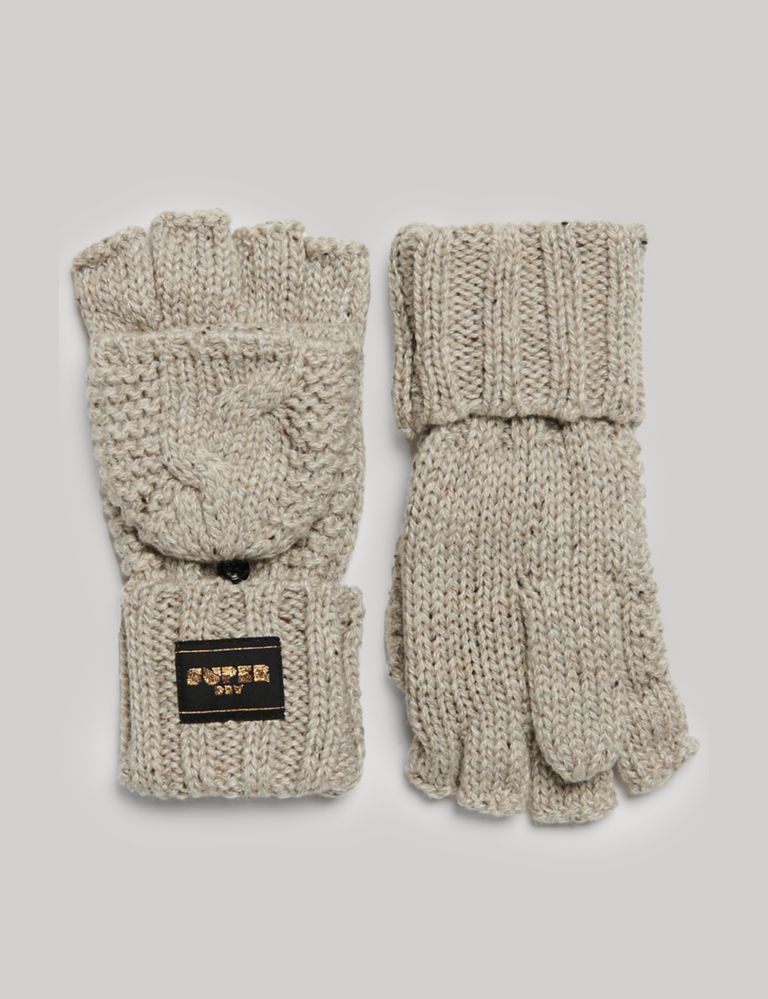 Knitted Cable Gloves with Wool 1 of 3