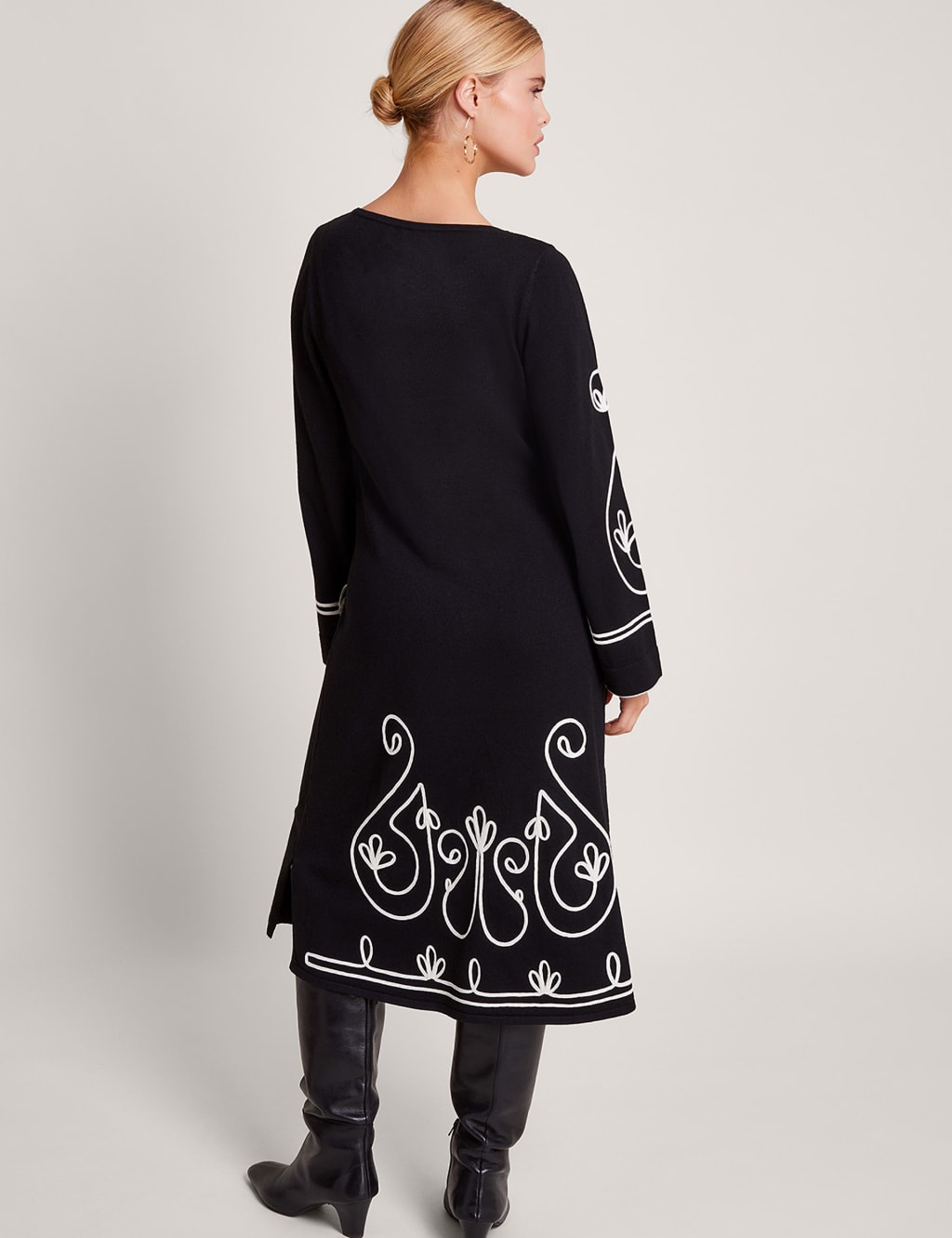 Knitted Embroidered Midi Smock Dress Monsoon M S