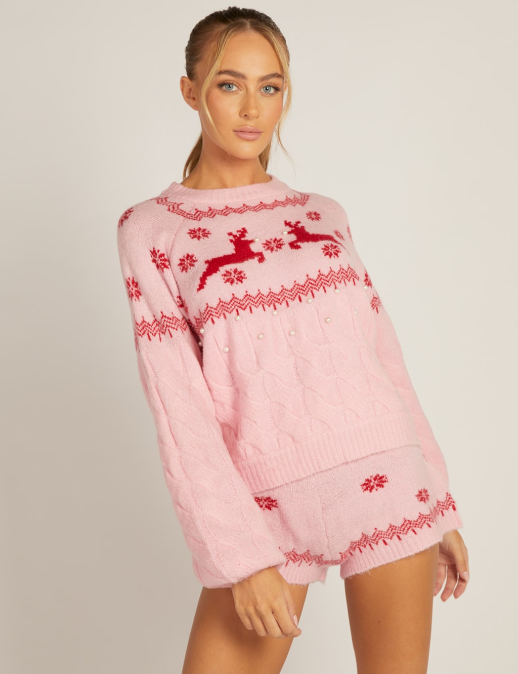 Knitted Fair Isle Snowflake Lounge Shorts Boux Avenue M S