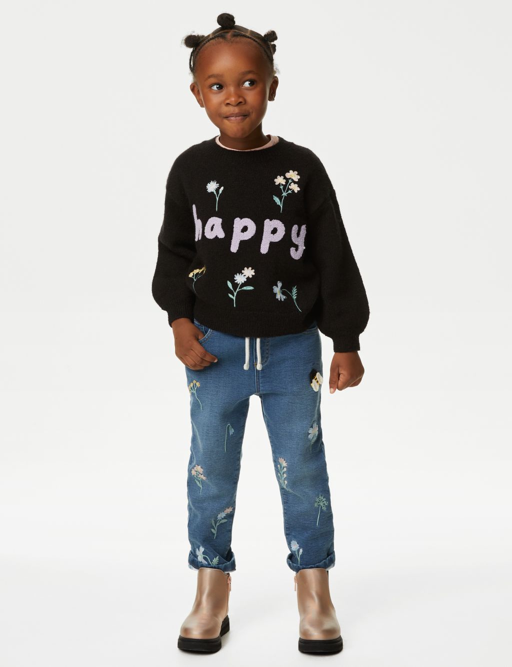 Knitted Happy Slogan Jumper with Wool (2-8 Yrs) | M&S Collection | M&S
