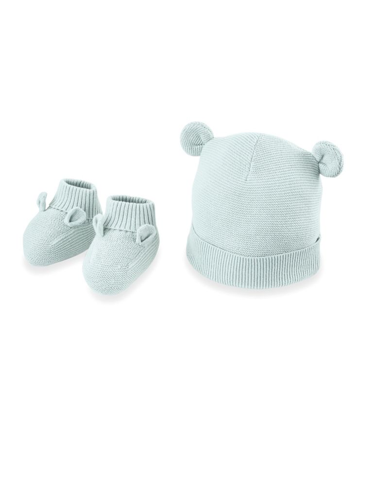 Knitted Hat and Bootie Set (7lbs-6 Mths) 1 of 3