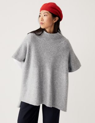 Hem & Thread Mock Neck Cable Knit Poncho  Cable knit poncho, Knitted poncho,  Cable knit