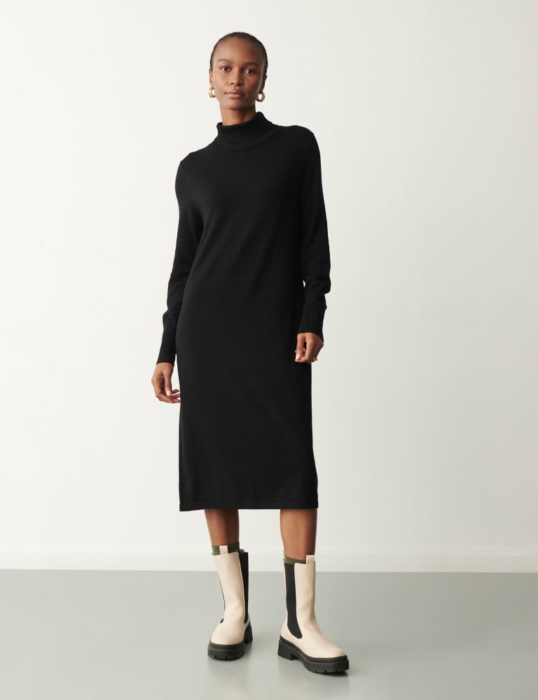 Knitted High Neck Midi Column Dress 1 of 4