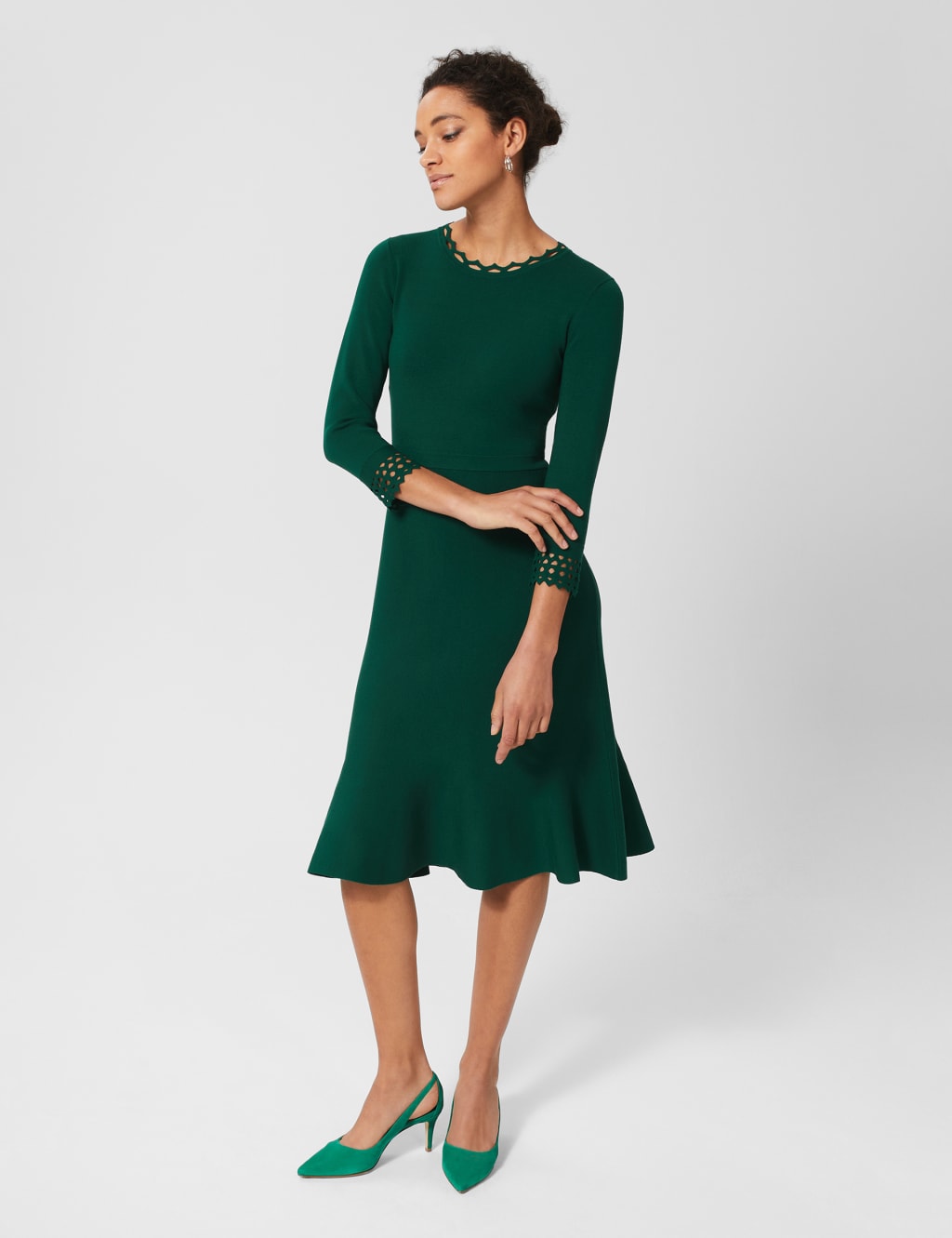 Knitted Knee Length Waisted Dress HOBBS M&S