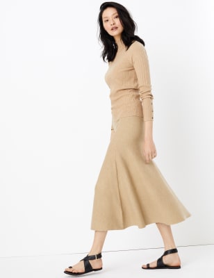 Mid length shop knit skirt