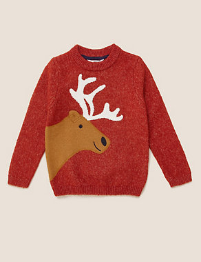Knitted Moose Jumper (2-7 Yrs) Image 2 of 5