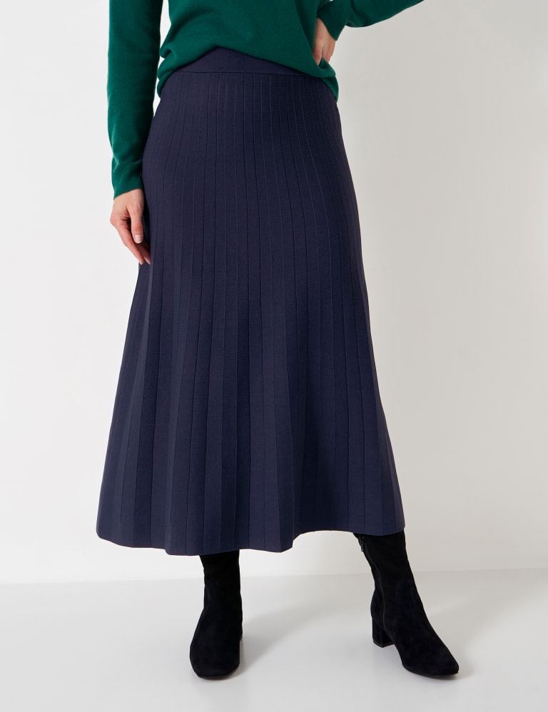 Navy pleated on sale skirt m&s