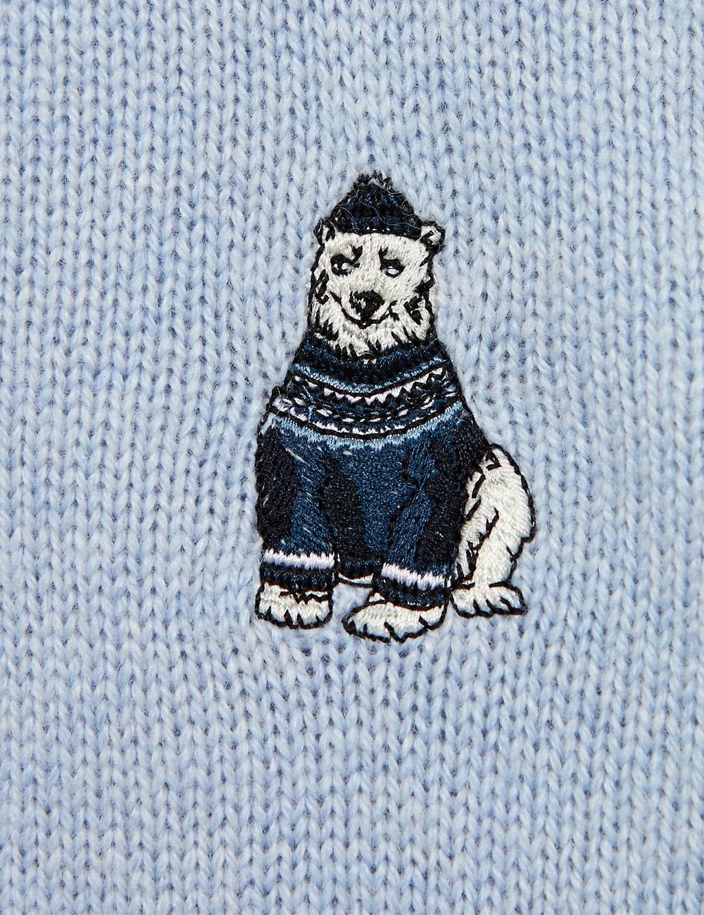 Knitted Polar Bear Half Zip Jumper with Wool (3-14 Yrs) 5 of 5