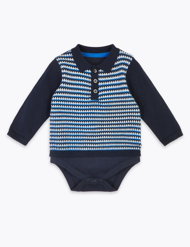 Knitted Polo Bodysuit (0-3 Yrs) 1 of 4