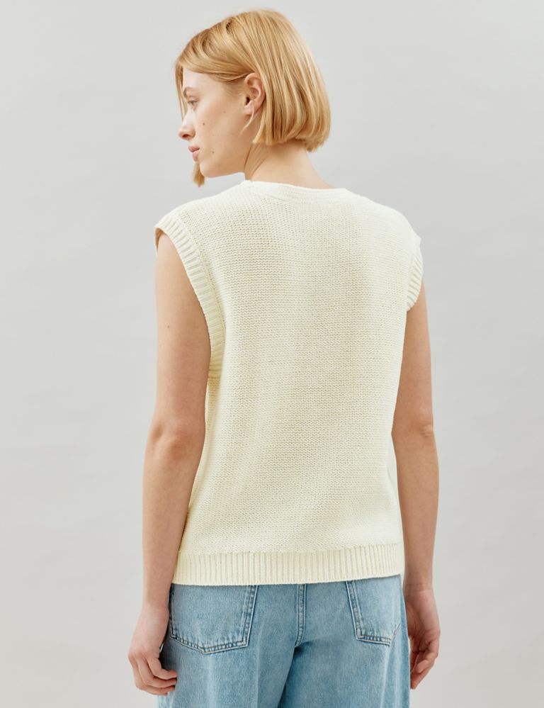 Knitted Relaxed Sleeveless Cardigan 3 of 5