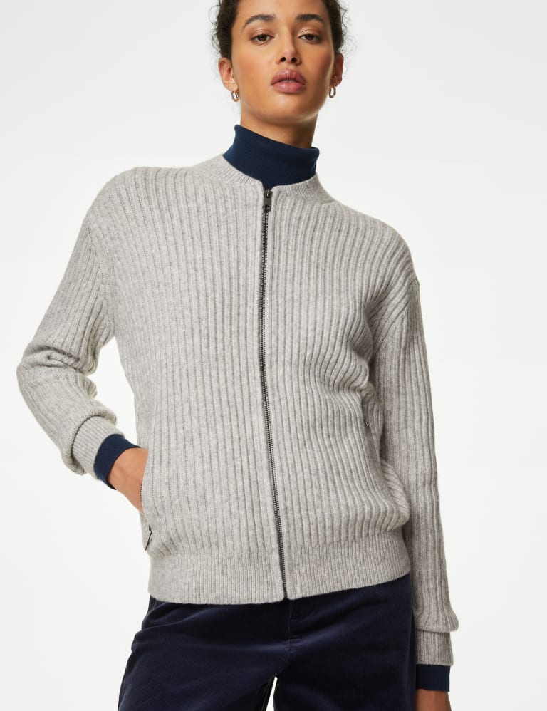 Knitted Ribbed Crew Neck Cardigan | M&S Collection | M&S