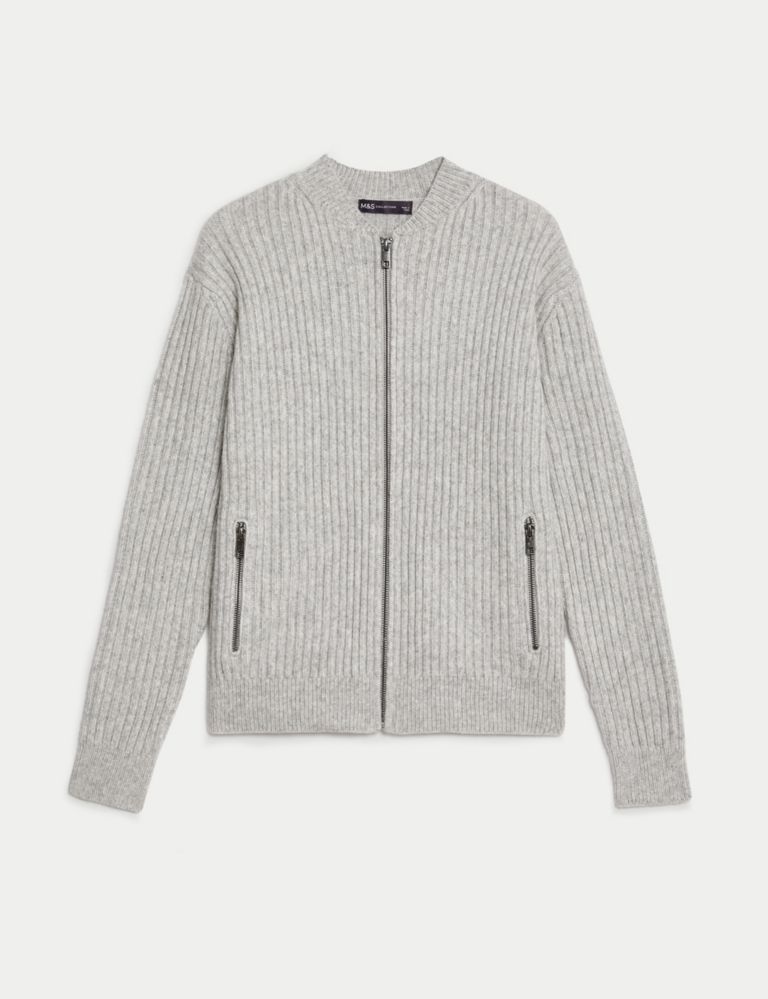 Knitted Ribbed Crew Neck Cardigan | M&S Collection | M&S