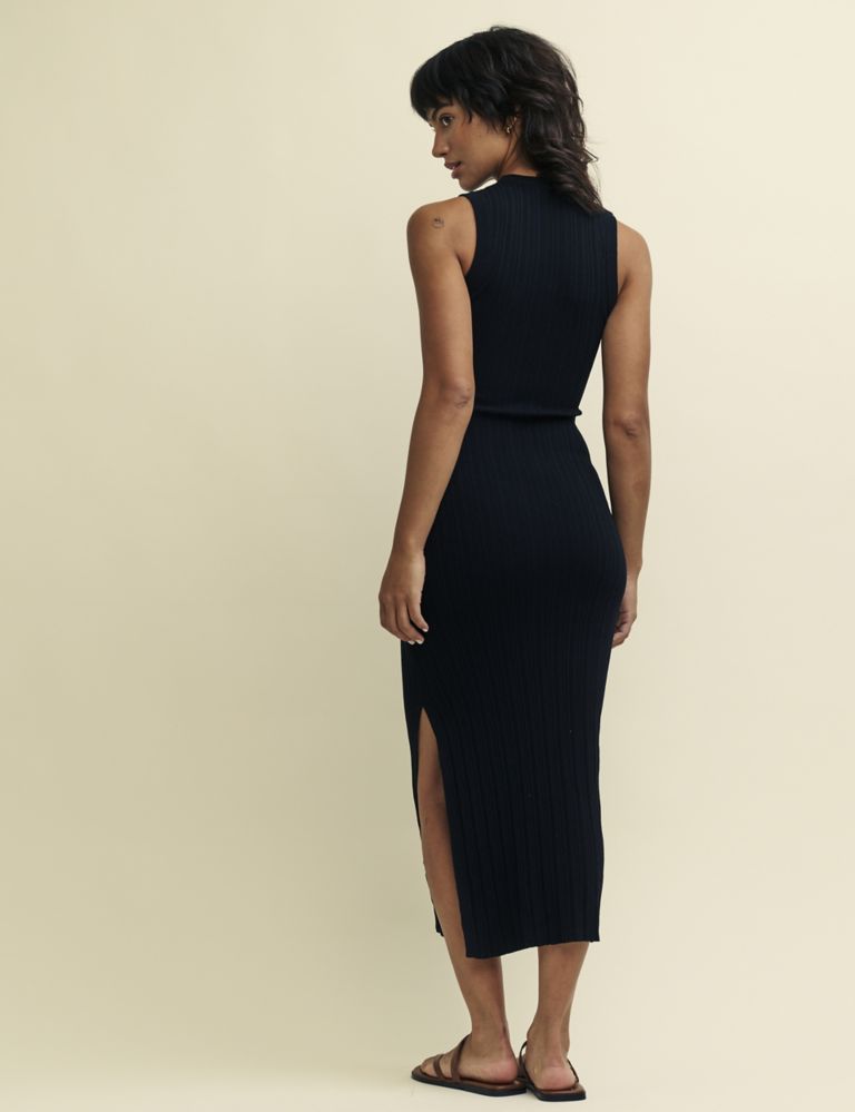 Knitted Round Neck Midi Bodycon Dress 2 of 4