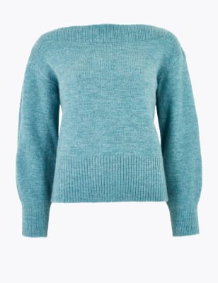 grey slash neck jumper