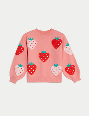 Knitted Strawberry Jumper (2-8 Yrs) Image 2 of 5