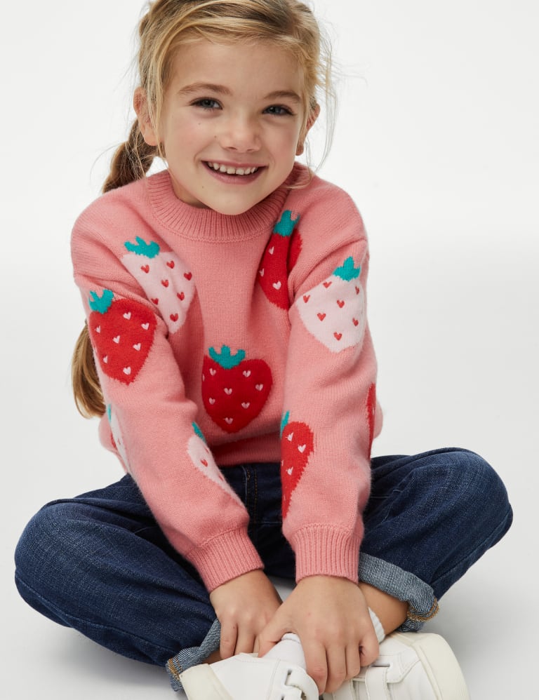 Knitted Strawberry Jumper (2-8 Yrs) 1 of 5