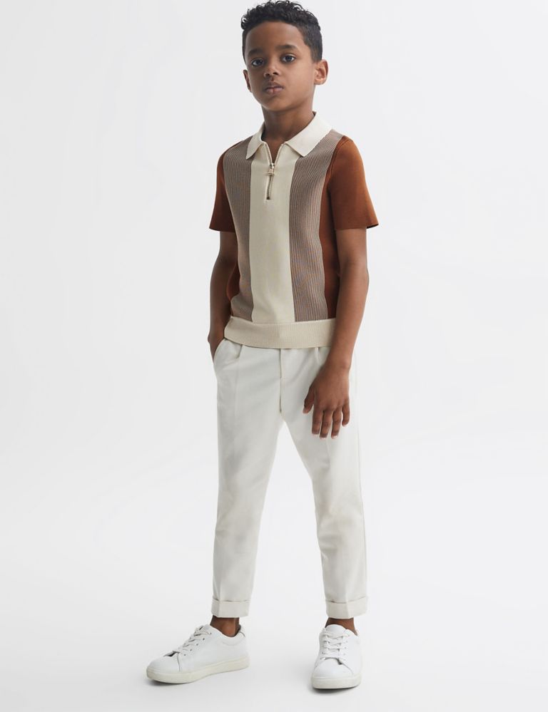 Knitted Striped Half Zip Polo Shirt (3-14 Yrs) | Reiss | M&S