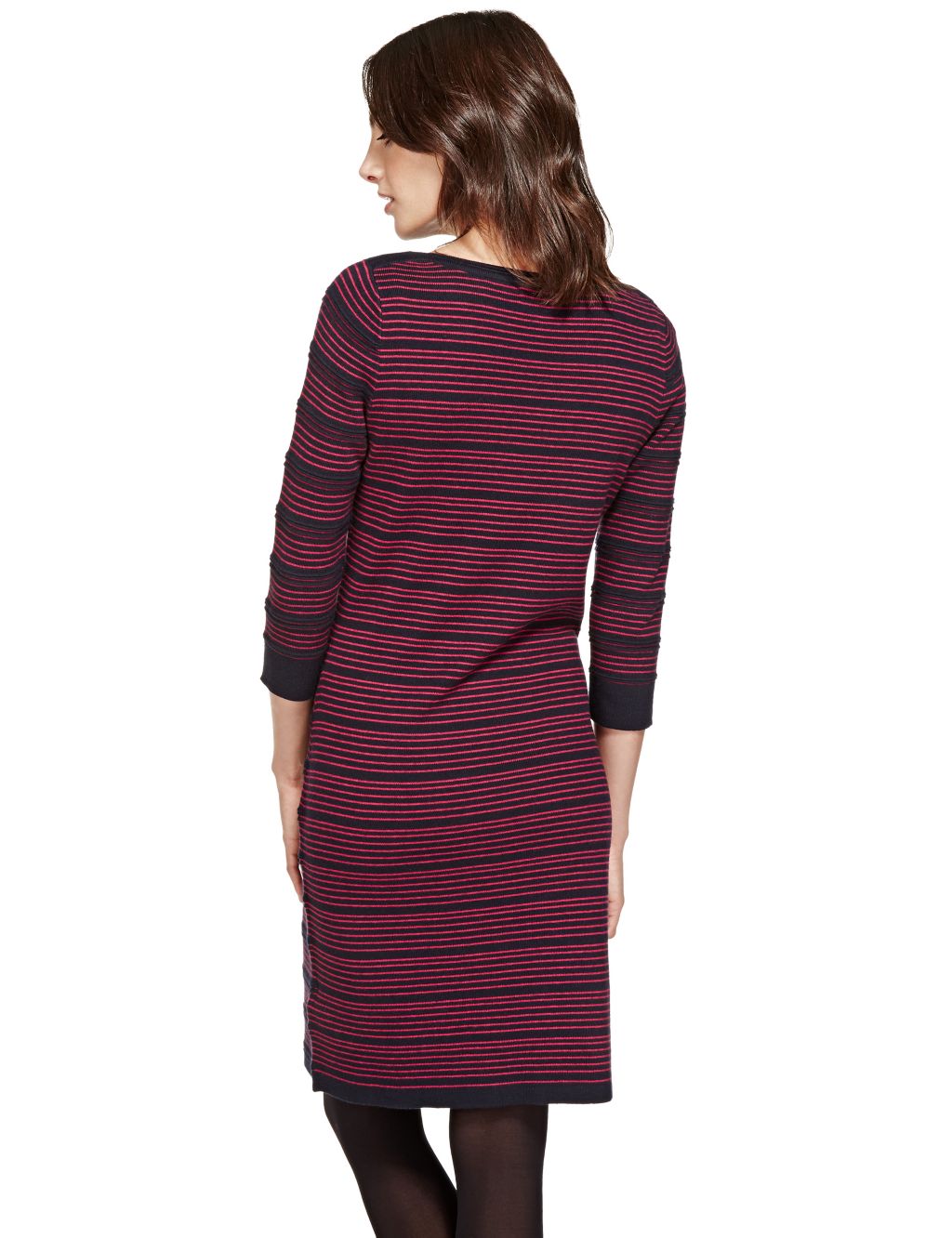 Knitted Striped Tunic Dress with Wool 4 of 4