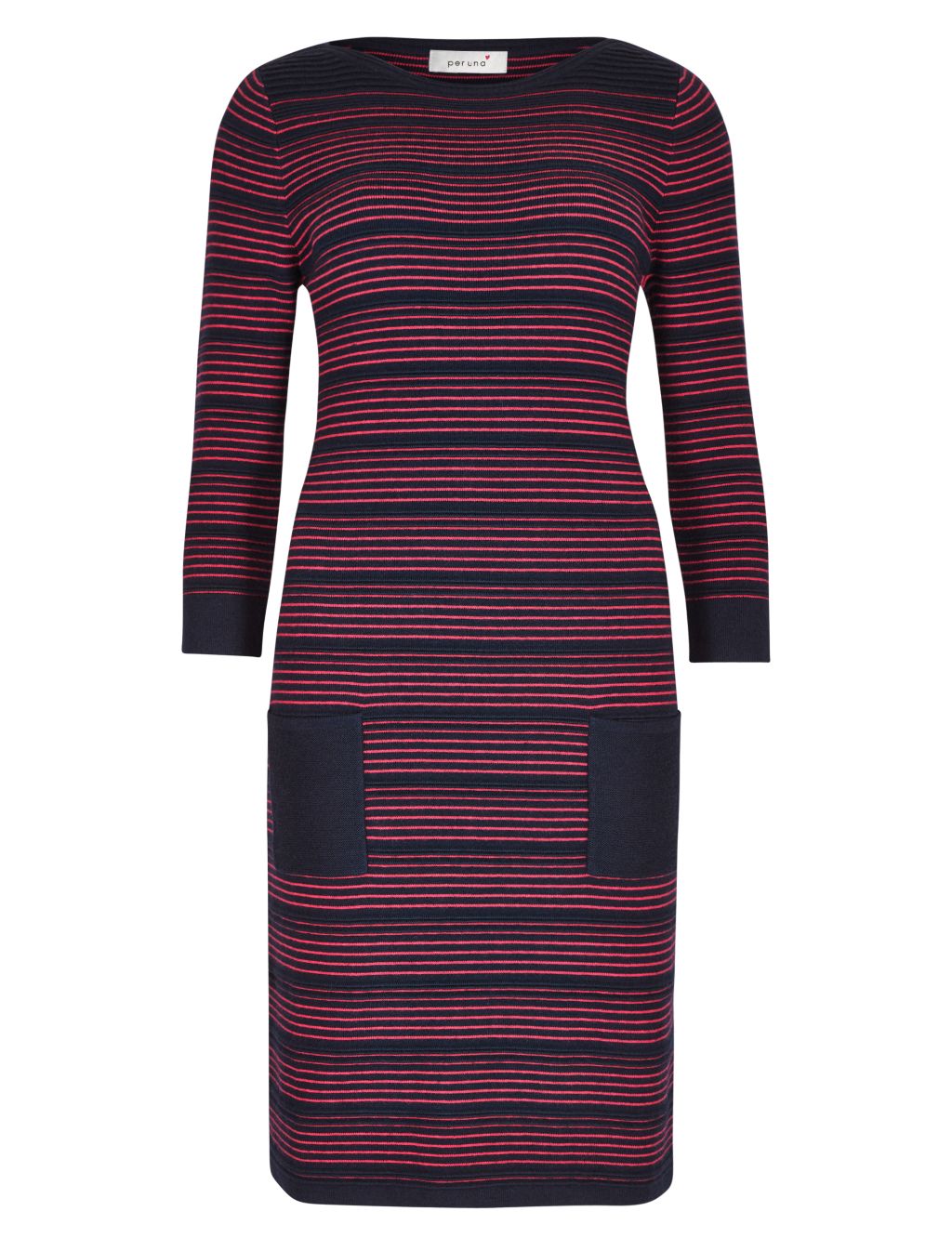 Knitted Striped Tunic Dress with Wool 1 of 4