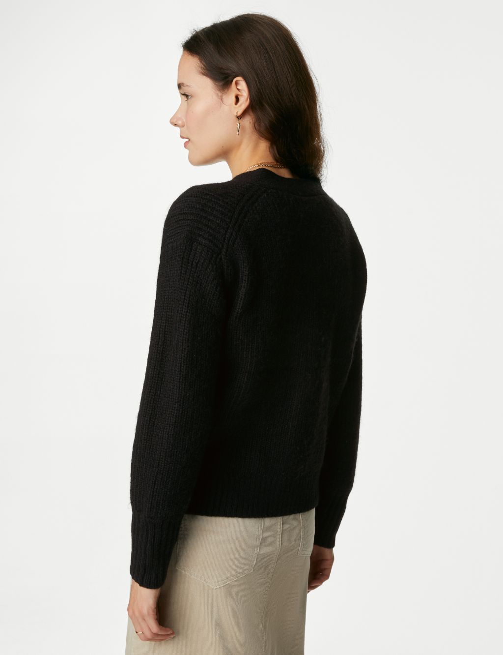 Knitted V-Neck Relaxed Cardigan with Wool | Per Una | M&S