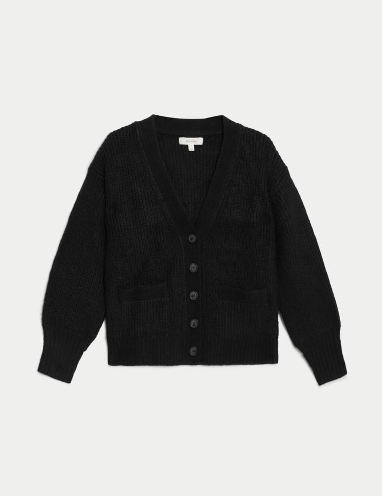 Knitted V Neck Relaxed Cardigan with Wool Per Una M S
