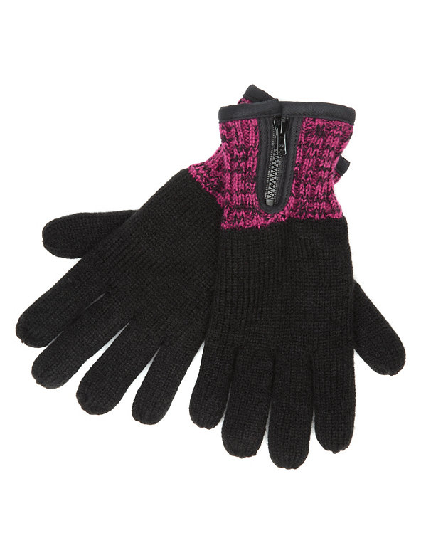 Knitted Zipped Gloves Image 1 of 1