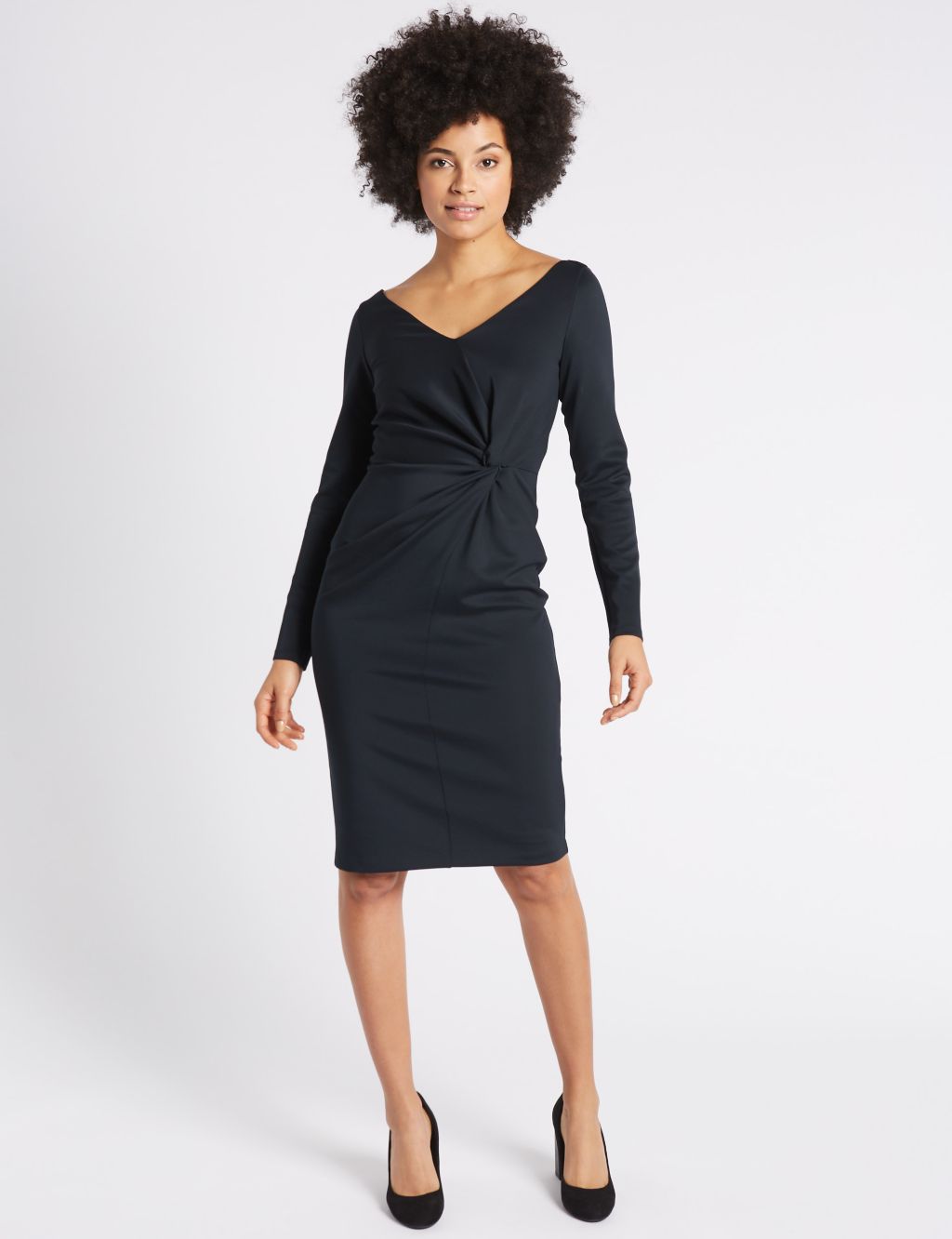 Knot Front Scuba Bodycon Dress 3 of 5