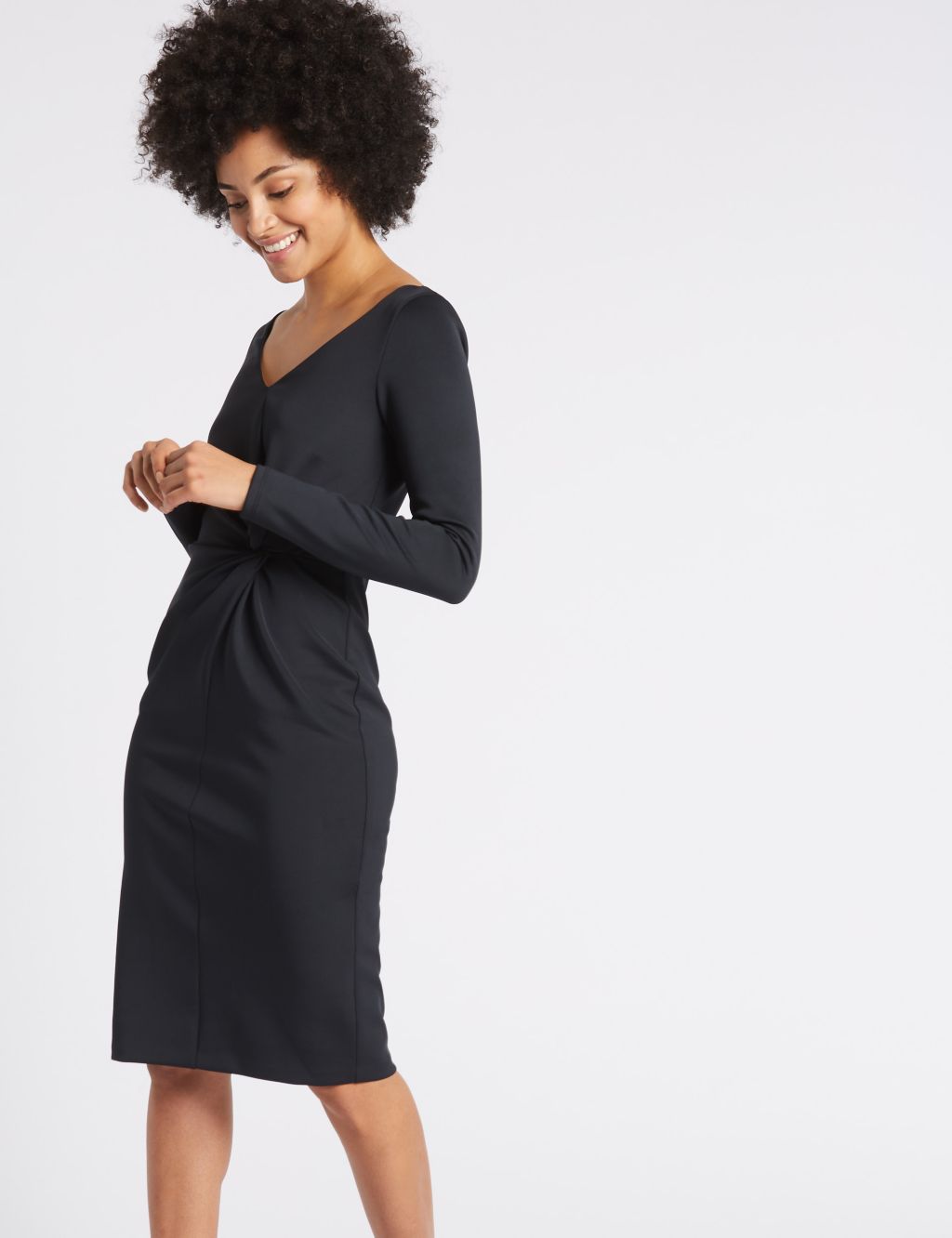 Knot Front Scuba Bodycon Dress 2 of 5