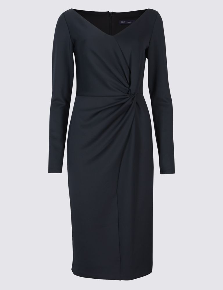 Knot Front Scuba Bodycon Dress 2 of 5