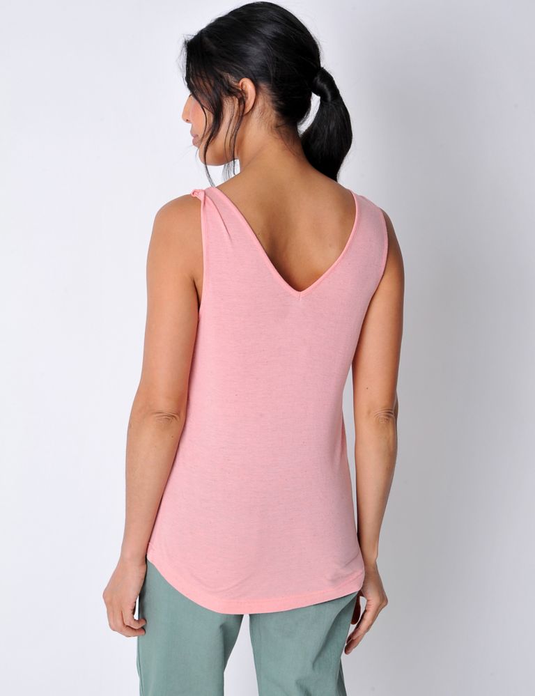 Knotted V-Neck Vest Top With Linen 5 of 6