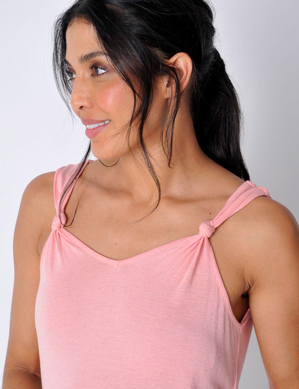 Knotted V-Neck Vest Top With Linen 6 of 6