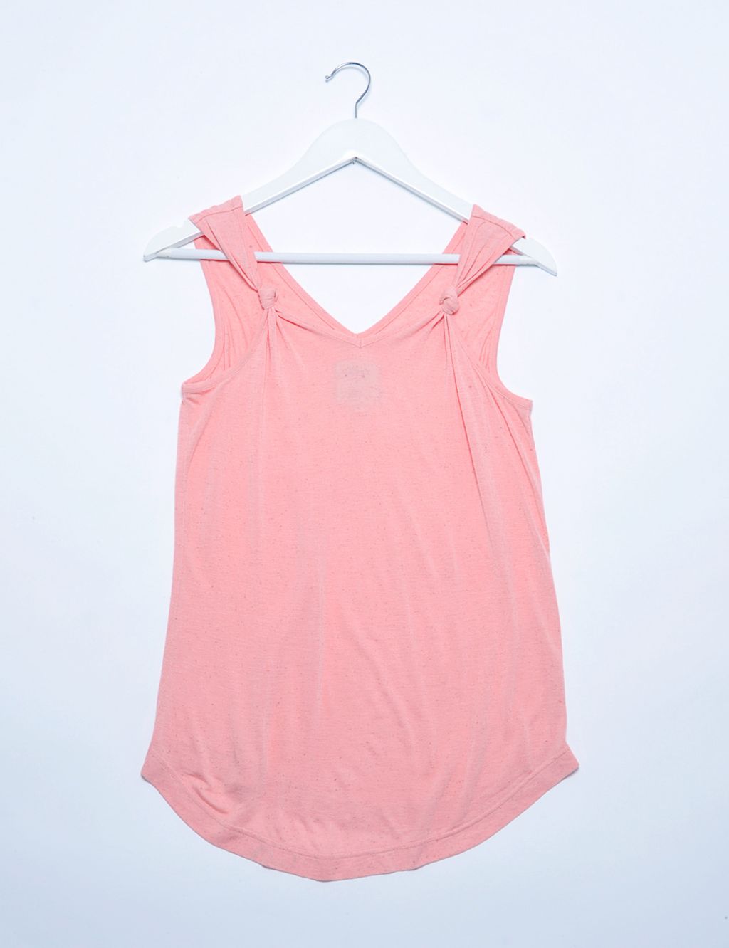 Knotted V-Neck Vest Top With Linen 1 of 6