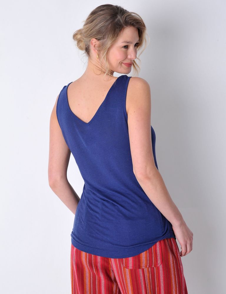 Knotted V-Neck Vest Top With Linen 4 of 5