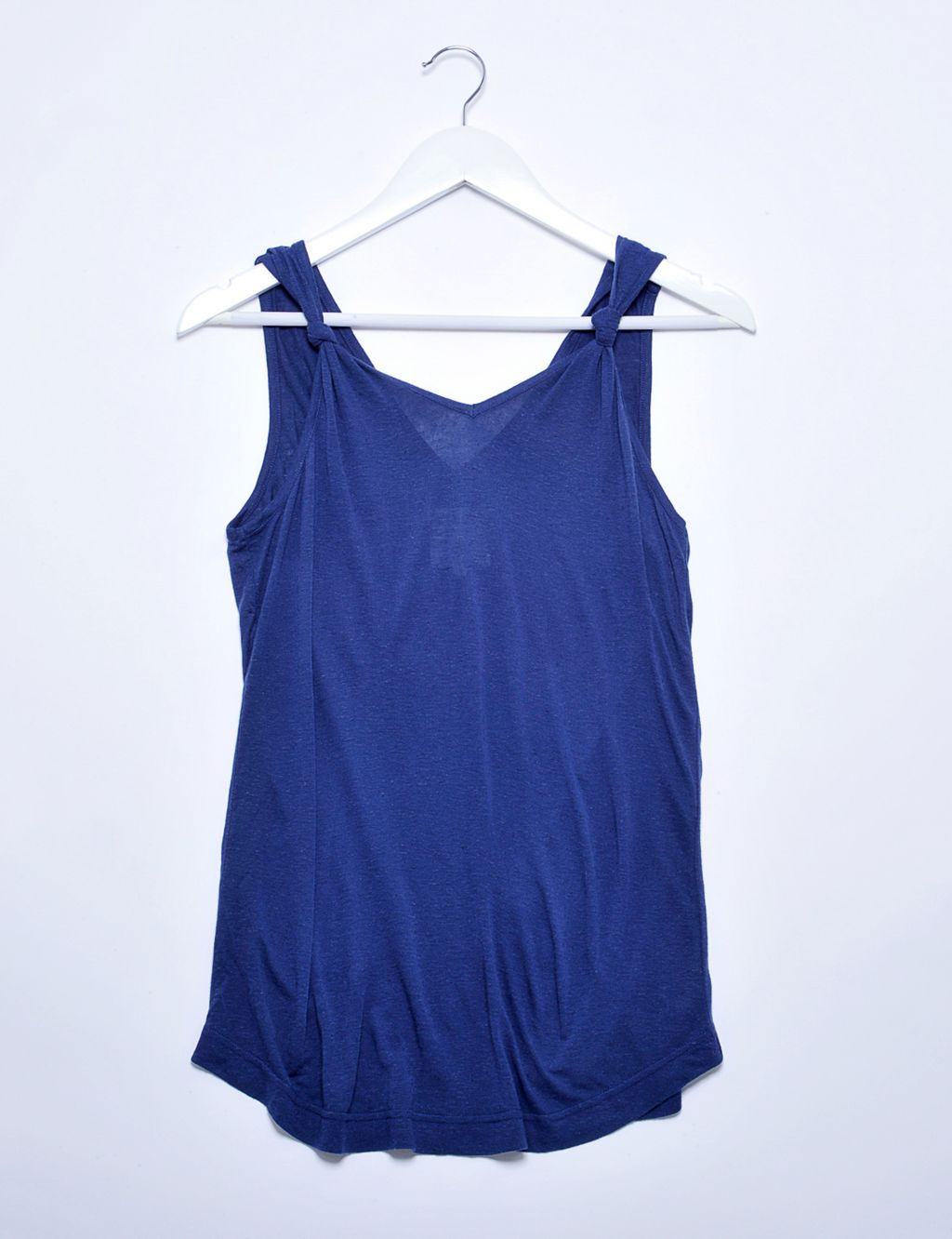 Knotted V-Neck Vest Top With Linen 1 of 5