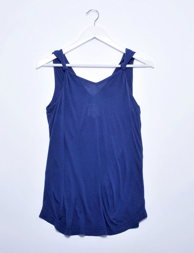 Knotted V-Neck Vest Top With Linen 2 of 5