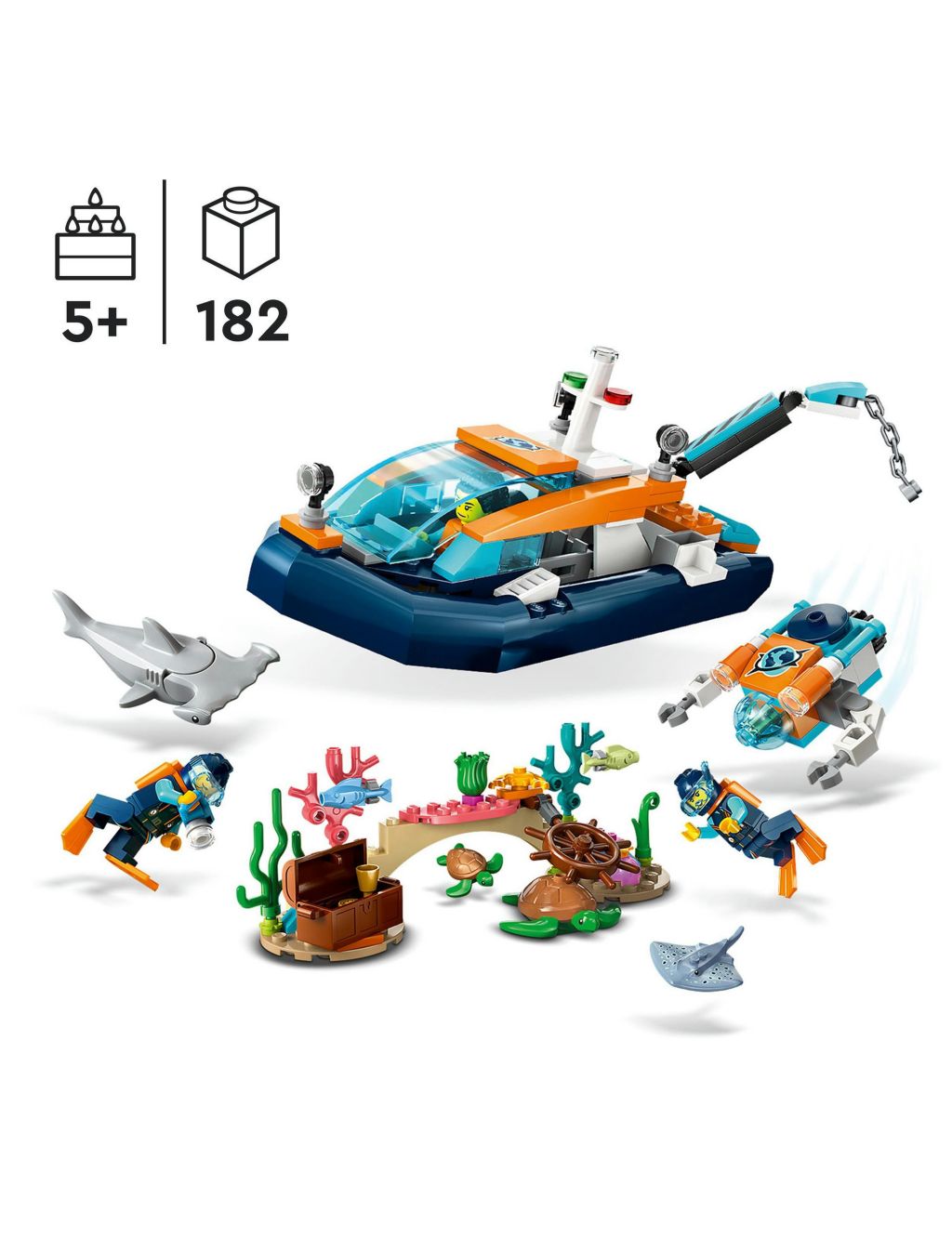 LEGO City Explorer Diving Boat Toy Ocean Set 60377 (5+ Yrs) 1 of 7
