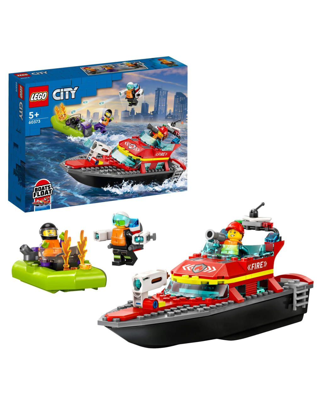 LEGO City Fire Rescue Boat Toy Building Set 60373 5 Yrs Lego