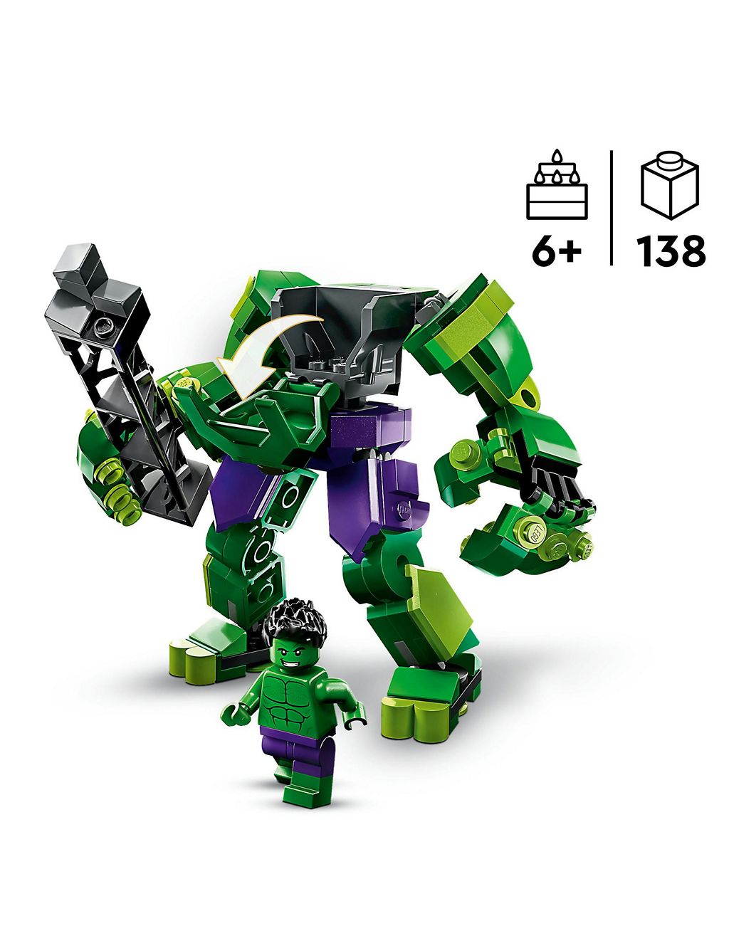 LEGO Marvel Hulk Mech Armour Building Toy (6+ Yrs) 1 of 6