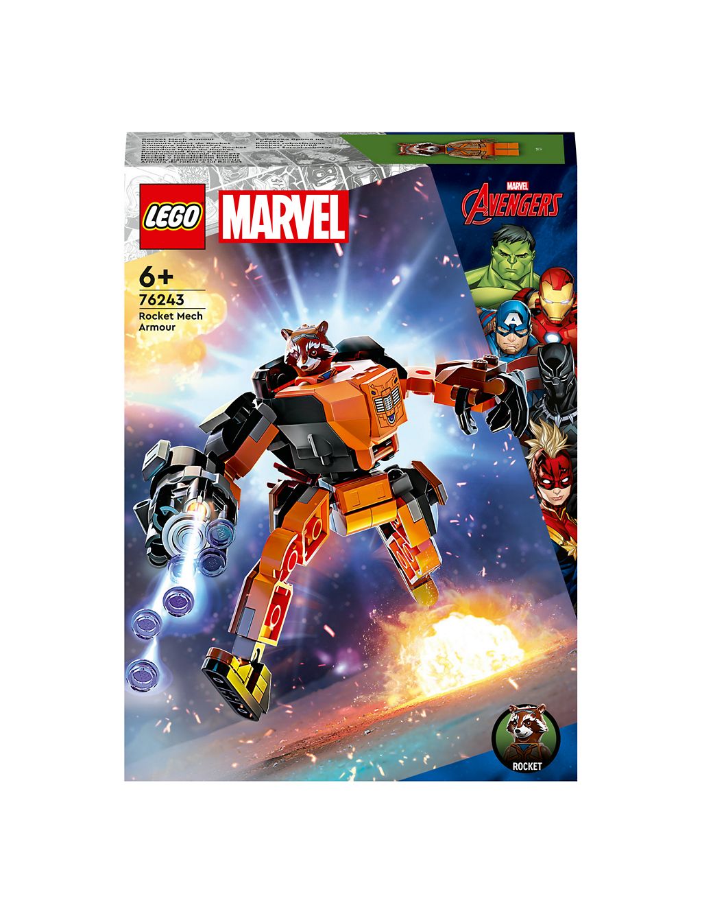 LEGO Marvel Rocket Mech Armour Building Toy 76243 (6+ Yrs) 1 of 6