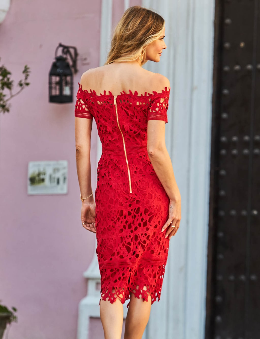 Bardot sapphire lace midi dress on sale